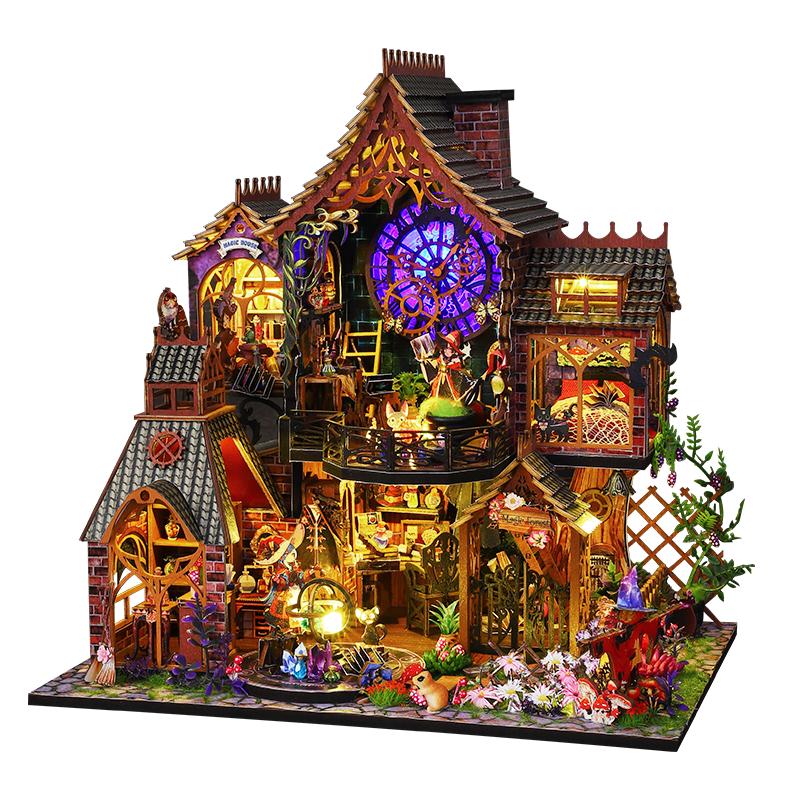 diy小屋哈利魔法森靈小房子房屋建筑場景模型玩具屋生日禮物女