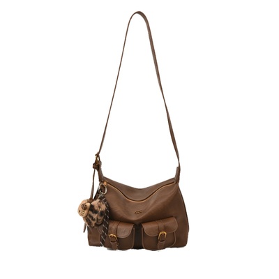 复古高级感多口袋单肩女包