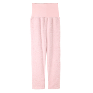 女士珊瑚绒睡裤2025新款加绒加厚半边绒高腰长裤保暖家居裤单裤冬