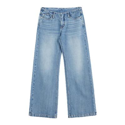 SMIIILE浅蓝色低腰直筒牛仔裤