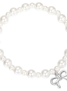 999纯银蝴蝶结珍珠手链女