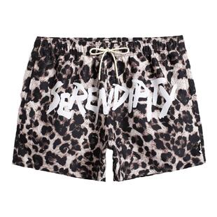 沙滩裤男速干海边度假三分裤短裤豹纹印花裤衩温泉游泳裤可下水潮