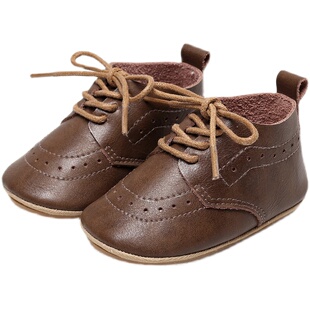 宝宝鞋春秋真皮学步鞋防滑全胶底耐磨牛皮复古英伦风小皮鞋周岁