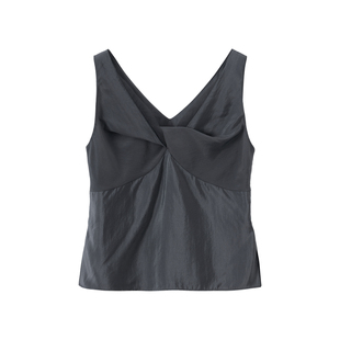 AMOR禾末“雾月札记”微光泽铜氨丝纱线无袖扭结V领衬衫背心上衣