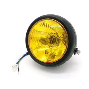 摩托车改装复古大灯CG125 GN125 前照灯 铁壳黑色远近车灯圆灯