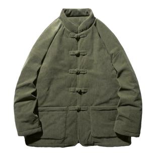 冬季加厚立领中山装套装男中式复古加棉盘扣唐装保暖外套大码棉裤