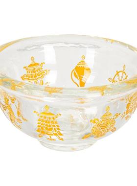 八吉祥描金供水杯水晶供佛碗