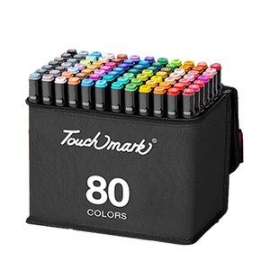 Touchmark双头油性马克笔48色小学生初中生美术专用防水速干水彩笔儿童可用动漫绘画笔24/36/60/80色可加墨