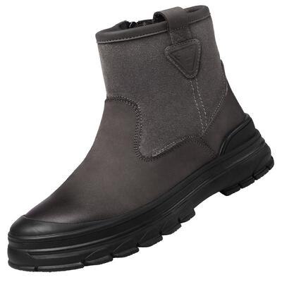 强人3515男士雪地靴冬季皮毛一体户外加绒加厚防寒靴羊毛真皮短靴