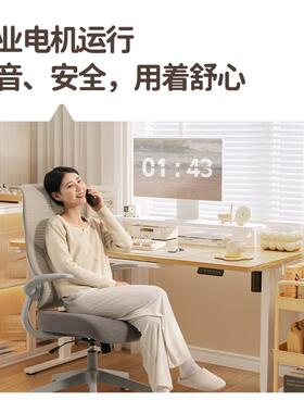 乐歌E2S\/E2智能电动升降桌办公桌书桌学习桌居家实木电脑桌绘画