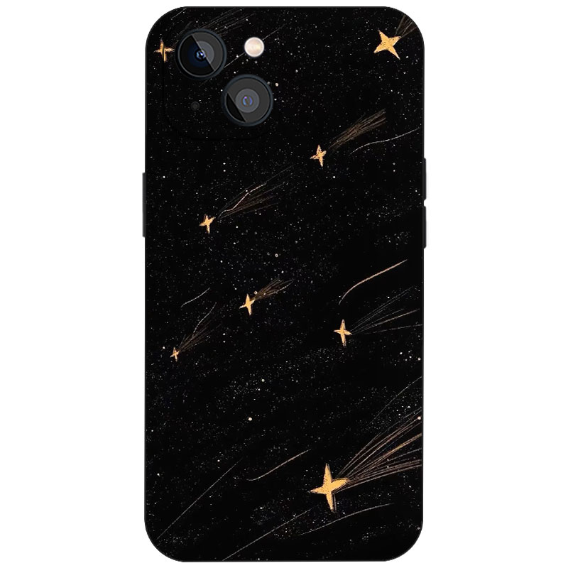 黑底金色流星星空简约手绘插画手机壳磁吸磨砂硅胶软壳 ins高级小众治愈氛围感极简风学生男女全包防摔保护套