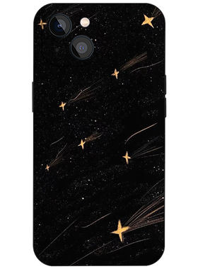 黑底金色流星星空简约手绘插画手机壳磁吸磨砂硅胶软壳 ins高级小众治愈氛围感极简风学生男女全包防摔保护套