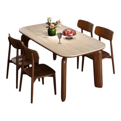 中古风实木餐桌椅组合