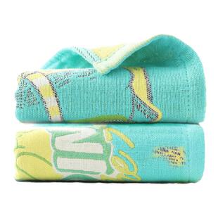 2条金号纯棉纱布儿童洗脸毛巾50*25卡通可爱牛油果长方形童巾A类