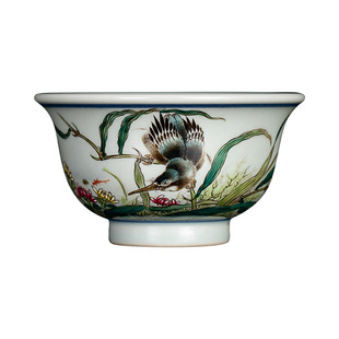 钟家窑主人杯单杯小压手景德镇枢府釉手绘珐琅彩单翠收藏级个人杯