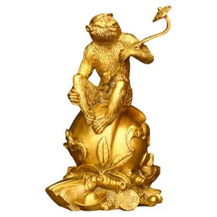 铜猴子摆件生肖猴如意猴大号家居店铺办公室装饰品送礼长辈寿桃猴