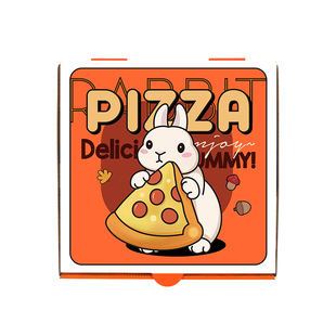 商用爆款红色兔年贺岁国潮牛皮加厚瓦楞pizza保温铝膜外卖披萨盒