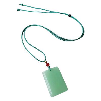 绿白玉石头吊坠男女定制刻字项链