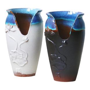 特大缺口造型瘦高多肉花盆粗陶切口陶瓷多肉植物陶罐法师悬崖老桩