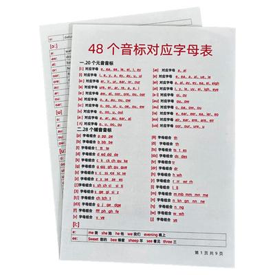 48个音标对应字母表英语音标