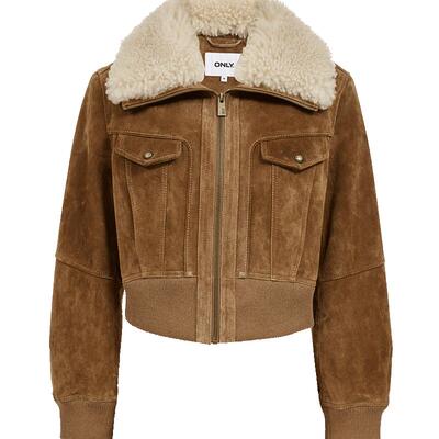 ONLY正肩设计长袖皮衣外套