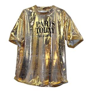 男士歌手舞台装潮流亮色圆领打底衫 KSDJ歌手网红薄款夏季短袖T恤