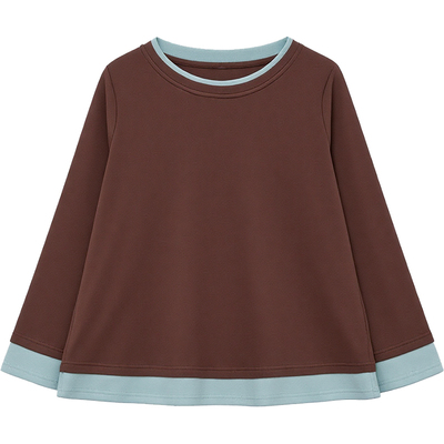 DM100大码百分百女装微胖mm冬季撞色圆领保暖德绒宽松正肩打底T恤