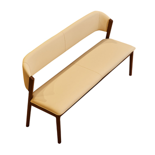 水墨兰亭黑胡桃木长凳带靠背家用客厅长椅板凳原木休闲卡座条凳子