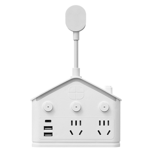 公正午纯铜插座带USB快充带夜灯接线板办公家用一转多位智能插排