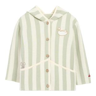 whitewheat儿童26春季新款开衫外套男女童休闲纯棉毛衣连帽针织衫