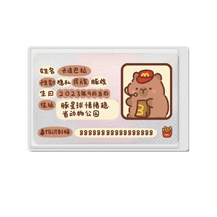 可爱水豚身份证保护套卡通可爱校园卡全覆盖挡脸遮挡信息证件卡套
