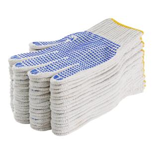 劳保棉纱加厚防滑男工地干活劳工劳动耐磨胶点橡胶工具女工作手套