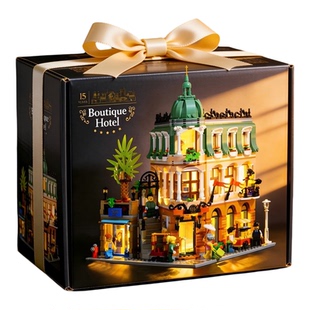 2026新款积木转角酒店大型街景建筑拼装模型玩具男女孩子生日礼物