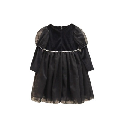 儿童赫本风黑色公主裙子气质礼服