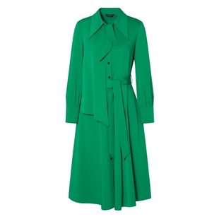 莱芙·艾迪儿冬装新品绿色衬衫连衣裙不对称设计感小众裙子