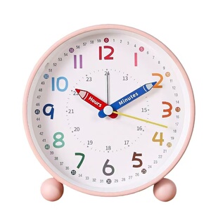 新款铅笔学生可充电闹钟儿童幼儿园教学钟静音带夜灯早教表桌面钟