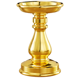 纯黄铜合金精铸摆件家用底座黄铜蜡台酥油灯财神蜡台可插竹签蜡烛