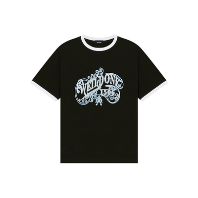 WE11DONE26春季新品男女同款1506复古LOGO圆领撞色T恤宽松潮流
