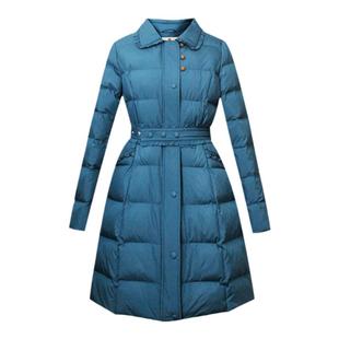 纻衣蓝色荷叶边羽绒棉服女2024冬季新款原创温柔风中长款棉衣外套
