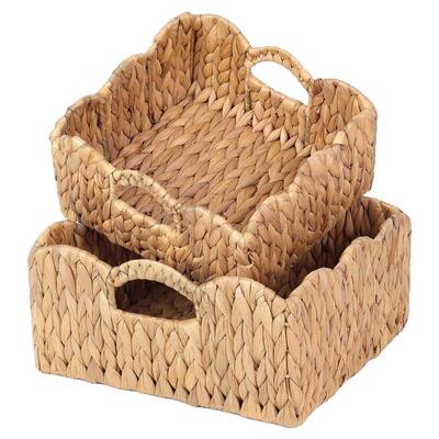 Woven storage basket葫芦草编扇贝环保收纳篮花边装饰手柄ins风