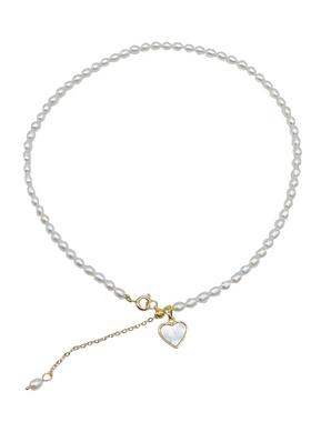 怦然心动天然淡水珍珠爱心锁骨链