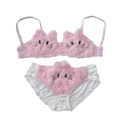日系可爱猫咪内衣两件套