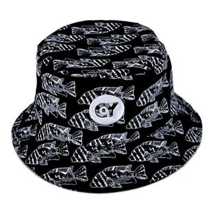 CRAZYYOUNG子非鱼满印花帽子潮牌渔夫帽 原创设计师潮牌 个性帽子