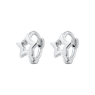 925纯银爱心星星锆石耳环女高级感小耳圈养耳洞耳骨环耳钉耳饰女