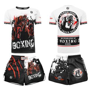 MMA健身套装速干搏击运动短袖短裤T恤UFC拳击格斗定做训练休闲服