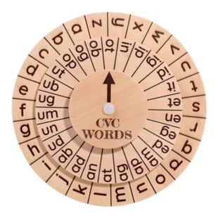 儿童CVC英语拼单词游戏自然拼读木转盘英文字母认知蒙氏早教玩具