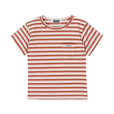 CRANK 26春新品条纹短袖T恤修身学院风短上衣韩国代购