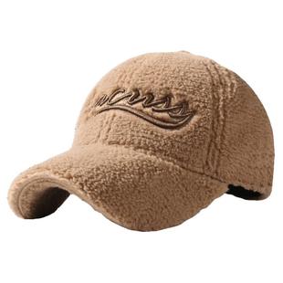 CACUSS帽子女2025新款仿羊羔绒棒球帽防风大头围保暖秋冬鸭舌帽男