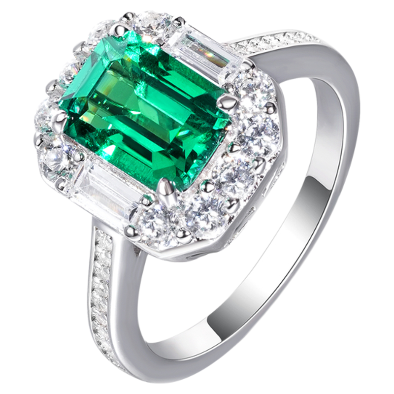 VISING珠宝实验室培育祖母绿宝石戒指真宝石鸽子蛋1.5克拉左右