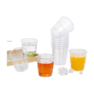 优奥一次性杯子加厚航空杯直筒透明饮水杯硬塑杯啤酒杯300ml*50只